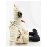 Plush Fabric Snowman Doll with Winter Outfit and Black Boots