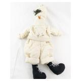 Plush Fabric Snowman Doll with Winter Outfit and Black Boots