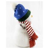 Plush Snowman Holiday Decor with Blue Hat and Red Scarf