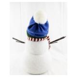 Plush Snowman Holiday Decor with Blue Hat and Red Scarf