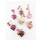 Set of 7 Heart Shaped Glitter Ornaments by Old World Christmas