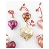 Set of 7 Heart Shaped Glitter Ornaments by Old World Christmas