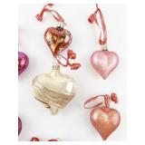 Set of 7 Heart Shaped Glitter Ornaments by Old World Christmas