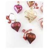 Set of 7 Heart Shaped Glitter Ornaments by Old World Christmas
