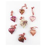 Set of 7 Heart Shaped Glitter Ornaments by Old World Christmas