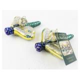Set of 2 Old World Christmas Glass Dragonfly Ornaments