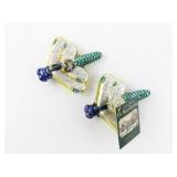 Set of 2 Old World Christmas Glass Dragonfly Ornaments