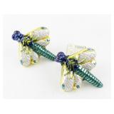 Set of 2 Old World Christmas Glass Dragonfly Ornaments