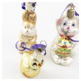 Set of 3 Vintage Old World Christmas Glass Easter Animal Ornaments