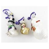 Set of 3 Glass Easter Bunny and Chick Ornaments