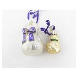 Set of 2 Glass Old World Christmas Easter Ornaments Bunny and Chick with Ribbons