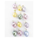 Set of 12 Old World Christmas Glass Egg Ornaments in Assorted Pastel Colors