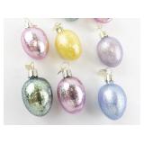 Set of 12 Old World Christmas Glass Egg Ornaments in Assorted Pastel Colors