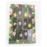 Set of 12 Old World Christmas Glass Egg Ornaments in Assorted Pastel Colors