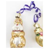 Set of 3 Vintage Old World Christmas Glass Easter-Themed Ornaments