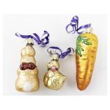 Set of 3 Vintage Old World Christmas Glass Easter-Themed Ornaments