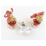 Set of 3 Vintage Old World Christmas Glass Ornaments Heart Angels and Swan