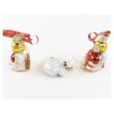 Set of 3 Vintage Old World Christmas Glass Ornaments Heart Angels and Swan