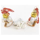 Set of 3 Vintage Old World Christmas Glass Ornaments Heart Angels and Swan