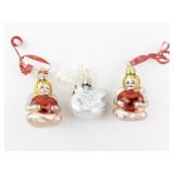 Set of 3 Vintage Old World Christmas Glass Ornaments Heart Angels and Swan