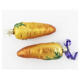 Pair of Vintage Old World Christmas Glass Carrot Ornaments