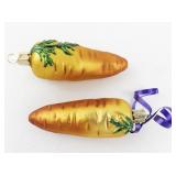 Pair of Vintage Old World Christmas Glass Carrot Ornaments