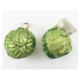 Set of 2 Old World Christmas Cabbage Glass Ornaments