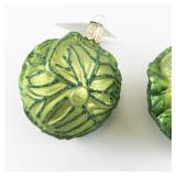 Set of 2 Old World Christmas Cabbage Glass Ornaments