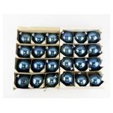 Set of 24 Paragon Blue Glass Christmas Ornaments in Original Boxes
