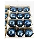 Set of 24 Paragon Blue Glass Christmas Ornaments in Original Boxes