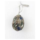 Vintage Cloisonne Enamel Faberge Style Egg Ornament with Ribbon