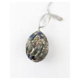 Vintage Cloisonne Enamel Faberge Style Egg Ornament with Ribbon