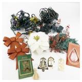 Holiday Decor Collection with Ornaments, Light Strings, and Bows
