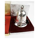 Set of 4 Silver-Plated Christmas Bell Ornaments with Boxes, 1984-1987