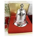 Set of 4 Silver-Plated Christmas Bell Ornaments with Boxes, 1984-1987