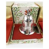 Set of 4 Silver-Plated Christmas Bell Ornaments with Boxes, 1984-1987