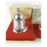 Set of 4 Silver-Plated Christmas Bell Ornaments with Boxes, 1984-1987