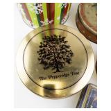 Set of 5 Holiday and Vintage Decorative Metal Tins