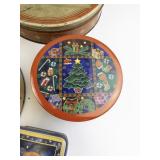 Set of 5 Holiday and Vintage Decorative Metal Tins
