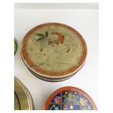 Set of 5 Holiday and Vintage Decorative Metal Tins