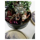 Set of Holiday Cookie Tins with Assorted Christmas Decor