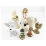 Collection of 8 Angel Figurines Assorted Materials and Finishes