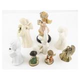 Collection of 8 Angel Figurines Assorted Materials and Finishes