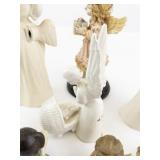 Collection of 8 Angel Figurines Assorted Materials and Finishes