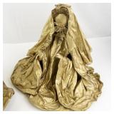 Paper Mache Gold Nativity Set - Mary, Joseph, and Baby Jesus Figures