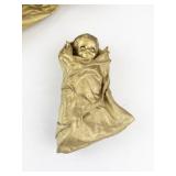 Paper Mache Gold Nativity Set - Mary, Joseph, and Baby Jesus Figures