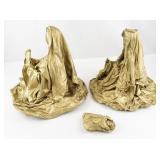 Paper Mache Gold Nativity Set - Mary, Joseph, and Baby Jesus Figures