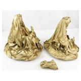 Paper Mache Gold Nativity Set - Mary, Joseph, and Baby Jesus Figures