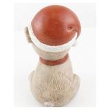 Pig Figurine with Santa Hat and Holly Holiday Decor
