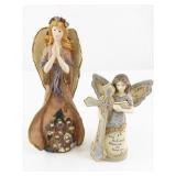 Pair of Angel Figurines - Praying and Cross Motif